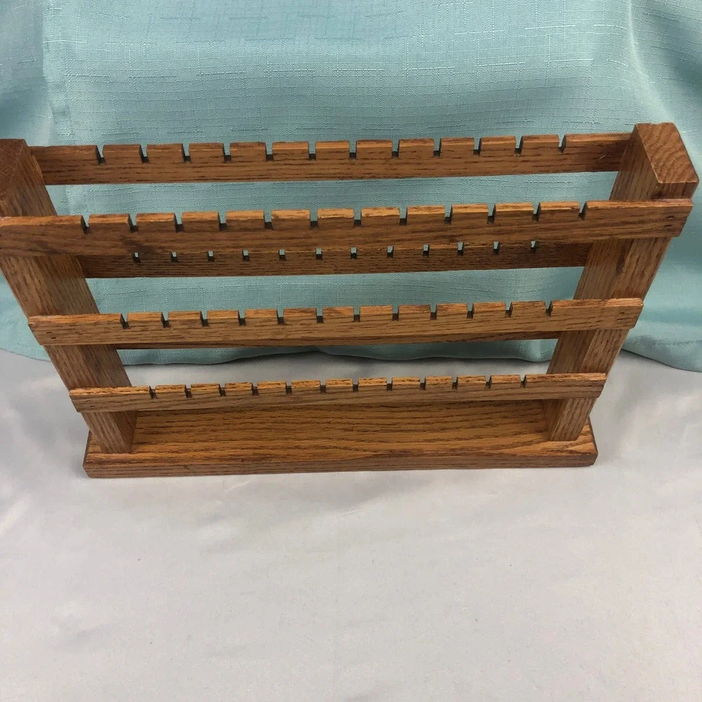 Handmade Solid Oak Wood 3 Tier Earring Holder Organizer Display Stand Brown